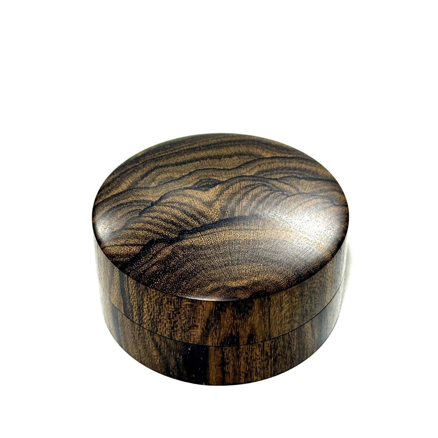 シャム柿の香合 縦木取り 70mm 切立型 1タッチ式 極上杢