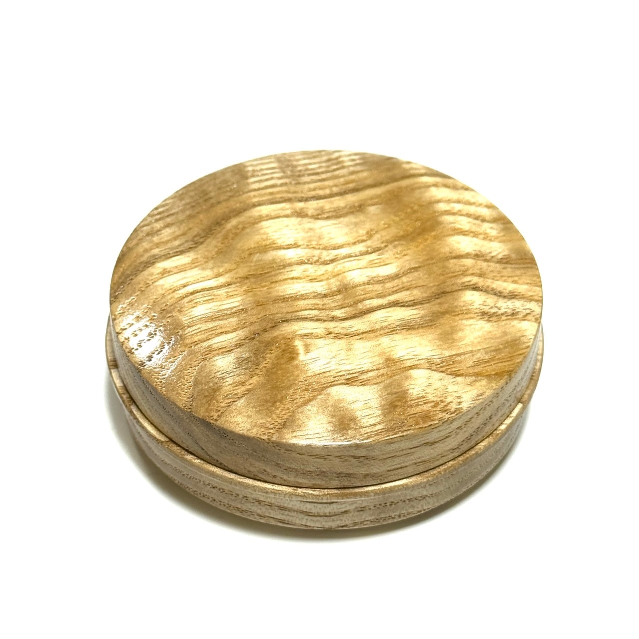 Salt-glazed burl incense box, 70mm, Buddhist burl style, one-touch opening.