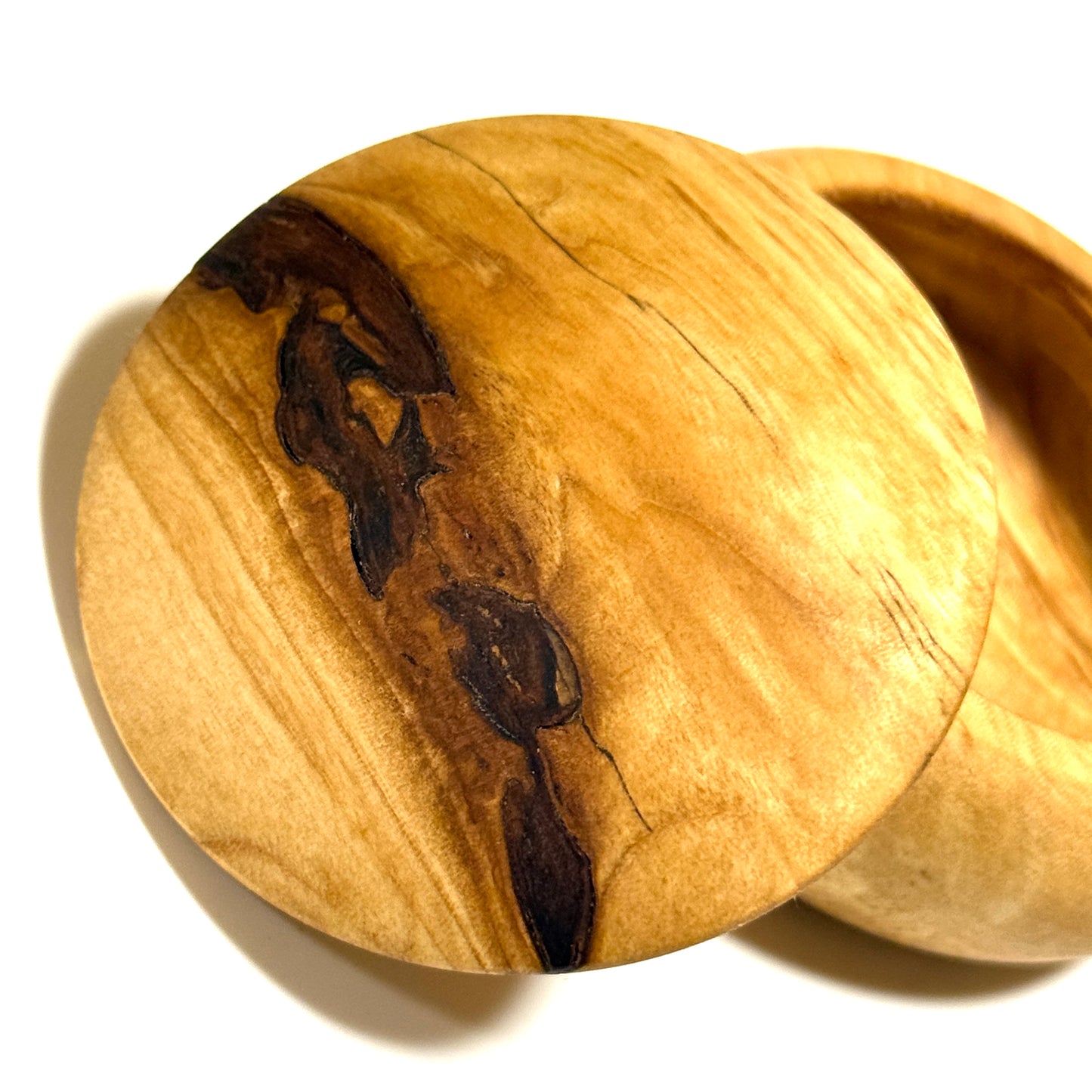 Tochigi wood incense box, knot-shaped, 60mm, bun-shaped, one-touch opening.