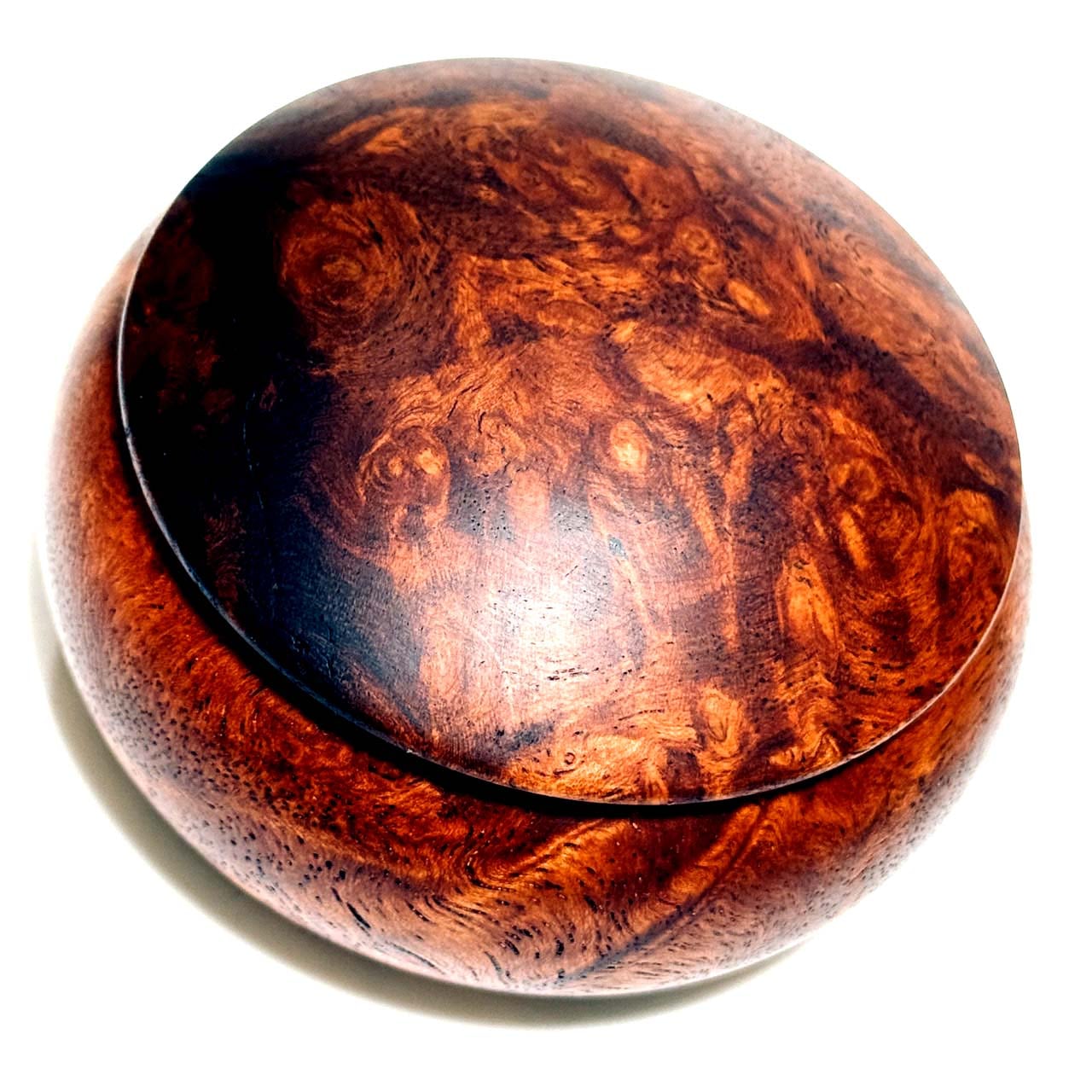 Special Offer: Large 80mm Incense Box made of Karin Burl, Bun Shape, One-Touch Opening