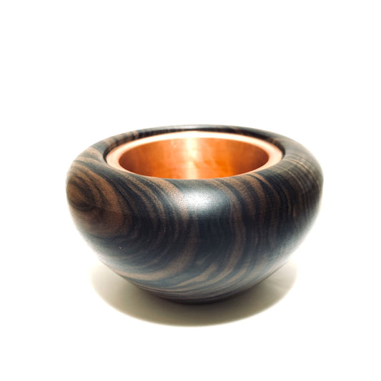 縞黒檀の香炉　4寸　（直径120mm）　頭八型　鬼縞杢