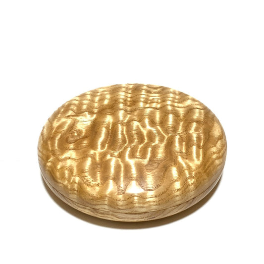 塩地玉杢の大香合　4寸（直径120mm）　特上　はまぐり型　1タッチ式