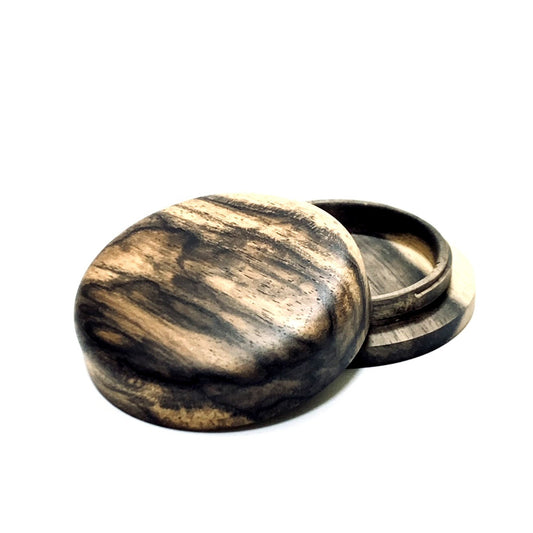 黒柿の香合（小孔雀杢）　60mm　千代型　1タッチ式　特上