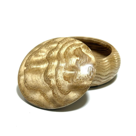 塩地玉杢の香合　70mm　まんじゅう型　1タッチ式