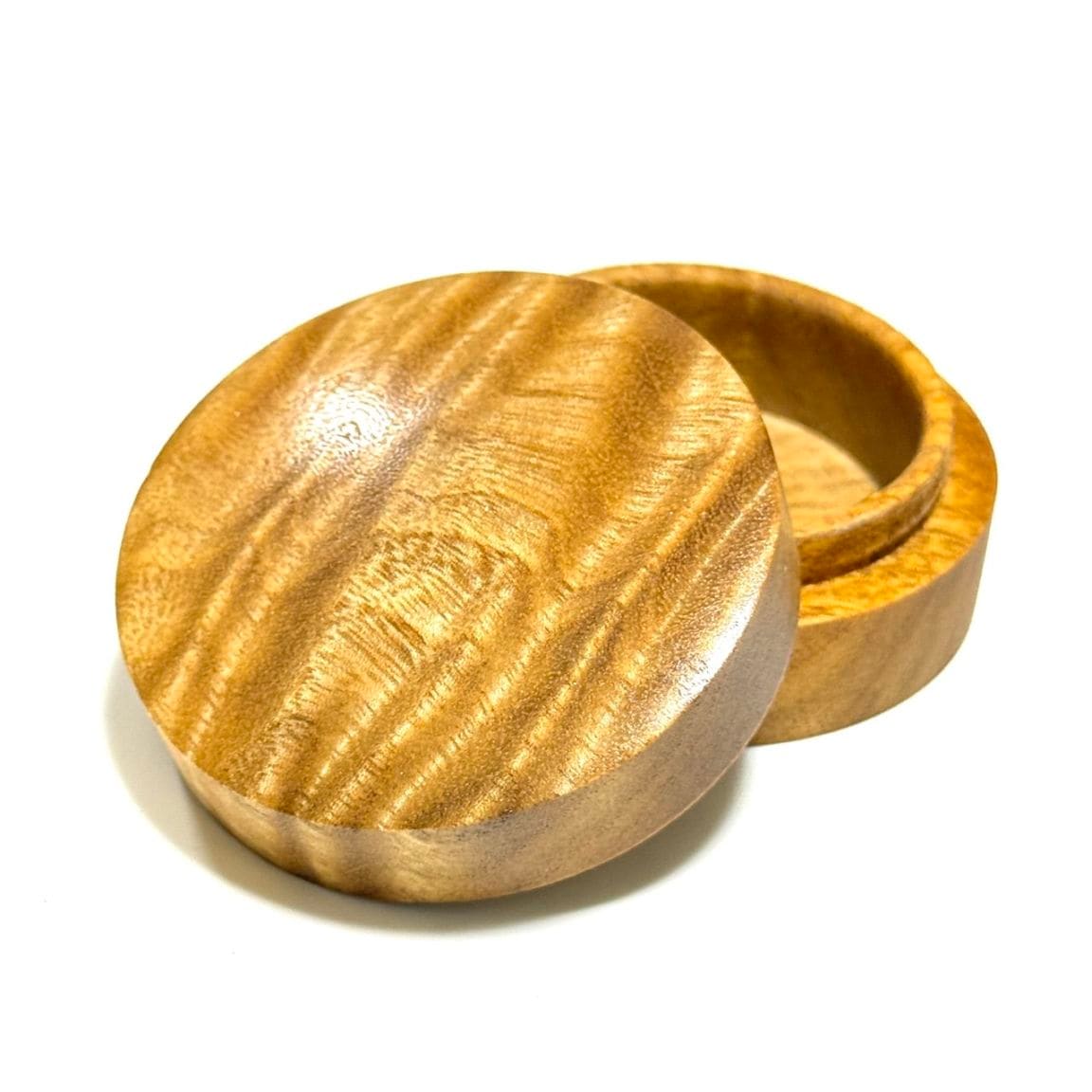 楠 虎目杢の香合　60mm　切立型　1タッチ式