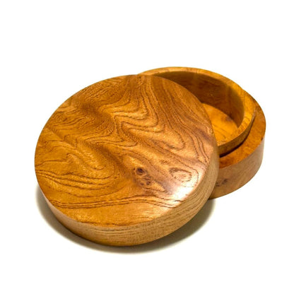 国産本欅玉杢の香合　70mm　切立型　1タッチ式