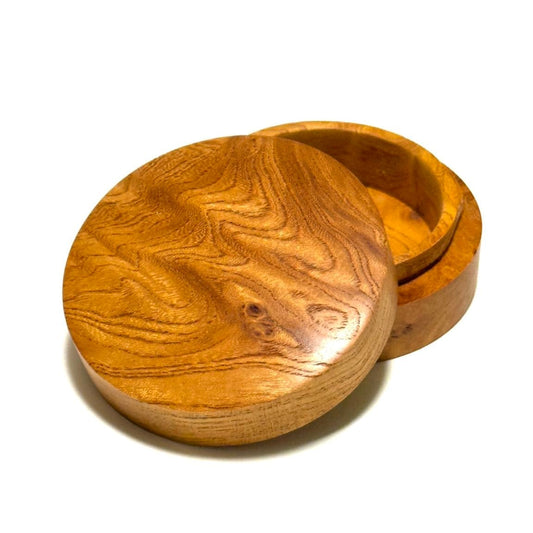 国産本欅玉杢の香合　70mm　切立型　1タッチ式
