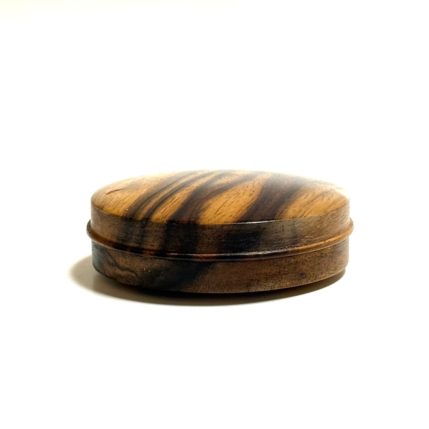 Black persimmon wood incense box, 70mm, straight-sided (with rim), one-touch type.