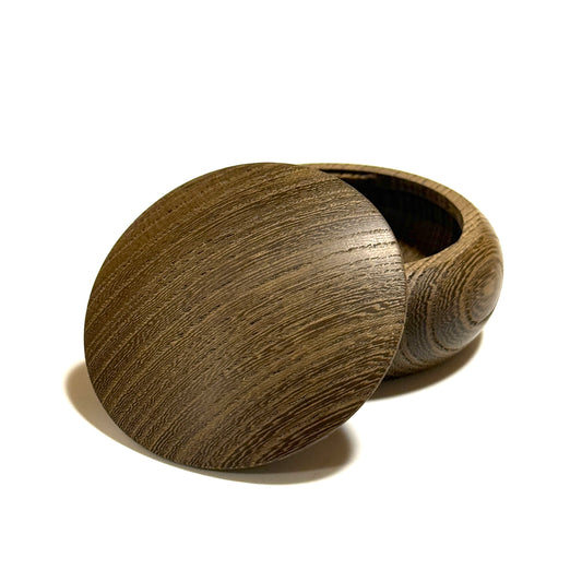 Ancient Zelkova Wood Incense Box, 70mm, Bun Shape, One-Touch Opening