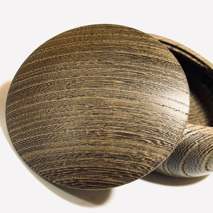 Ancient Zelkova Wood Incense Box, 70mm, Bun Shape, One-Touch Opening