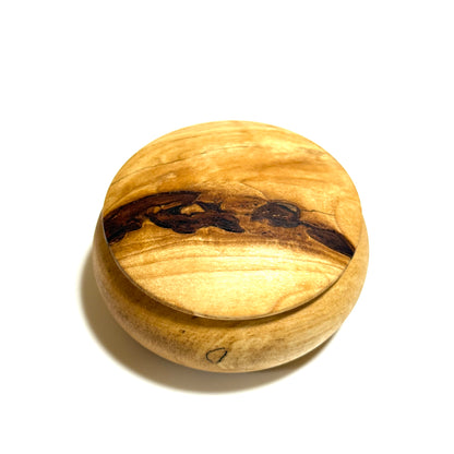 Tochigi wood incense box, knot-shaped, 60mm, bun-shaped, one-touch opening.