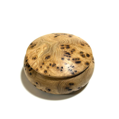 High-quality 70mm burl wood incense box, bun-shaped, one-touch opening.