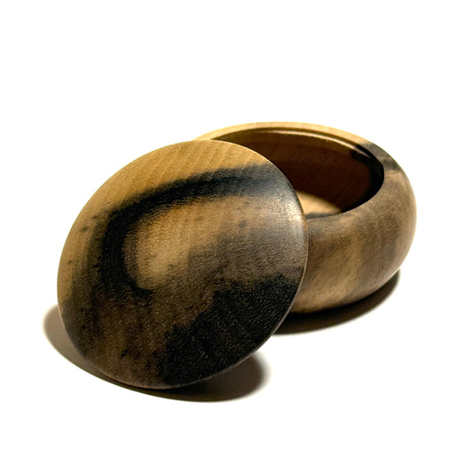 黒柿の香合「縦木取り」55mm　まんじゅう型　1タッチ式　特上