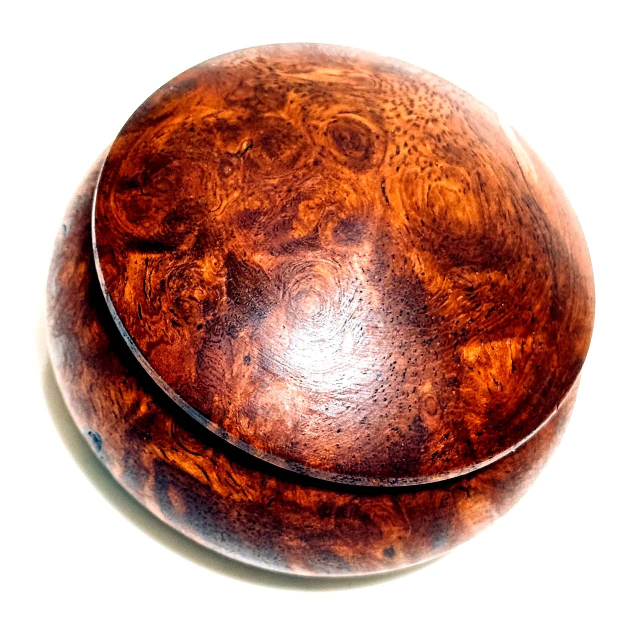 花梨瘤の香合　60mm　まんじゅう型　蓋厚タイプ　1タッチ式