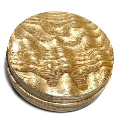 塩地玉杢の香合　70mm　佛杢型　1タッチ式