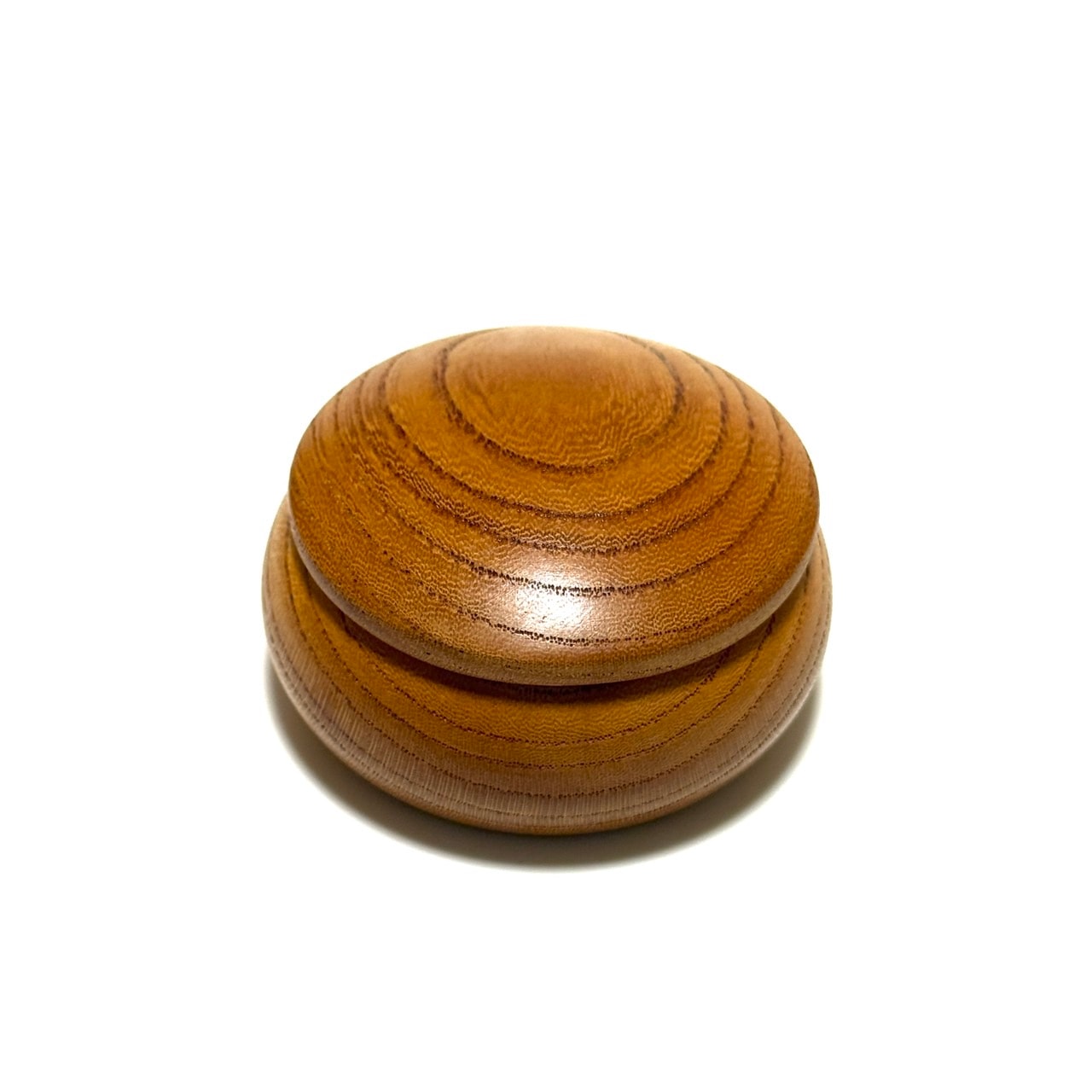国産本欅の香合　60mm　まんじゅう型　蓋厚タイプ　1タッチ式