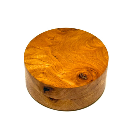 国産本欅玉杢の香合　70mm　切立型　1タッチ式