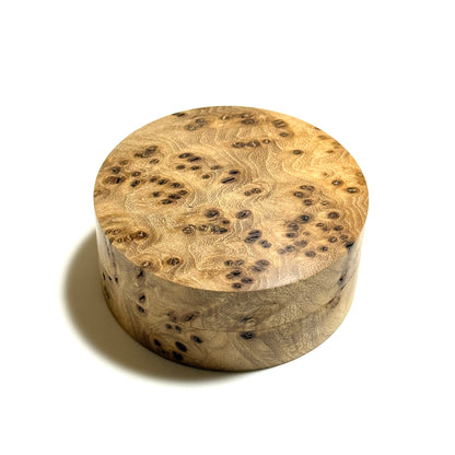 Genuine Zelkova burl incense box, 70mm, top quality, straight-sided, one-touch type.