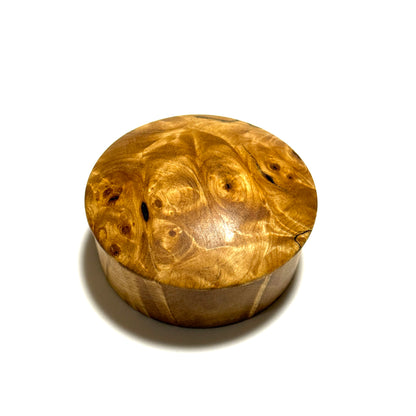 Mizume cherry burl incense box, 60mm, new model, one-touch type, superb quality.