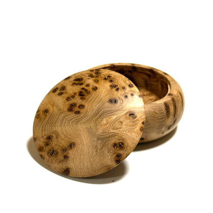 High-quality 70mm burl wood incense box, bun-shaped, one-touch opening.