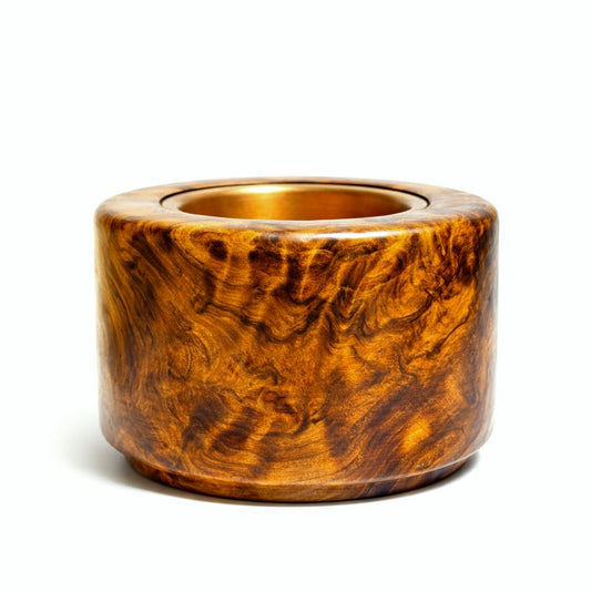 Cedar burl incense burner, titled "Zuikei" (auspicious scenery), 4 inches (120mm diameter), cylindrical shape, top quality.