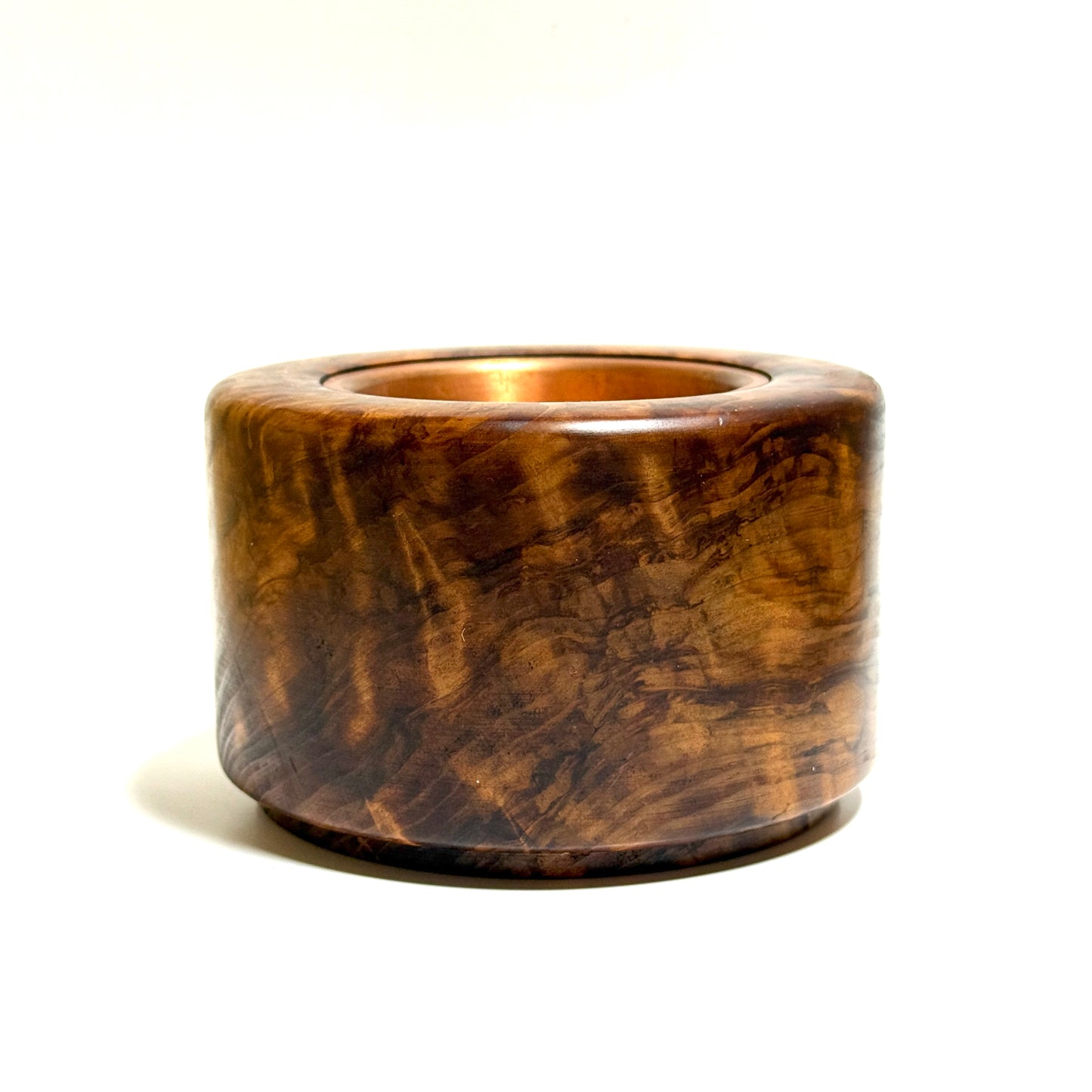 Cedar burl incense burner, titled "Zuikei" (auspicious scenery), 4 inches (120mm diameter), cylindrical shape, top quality.