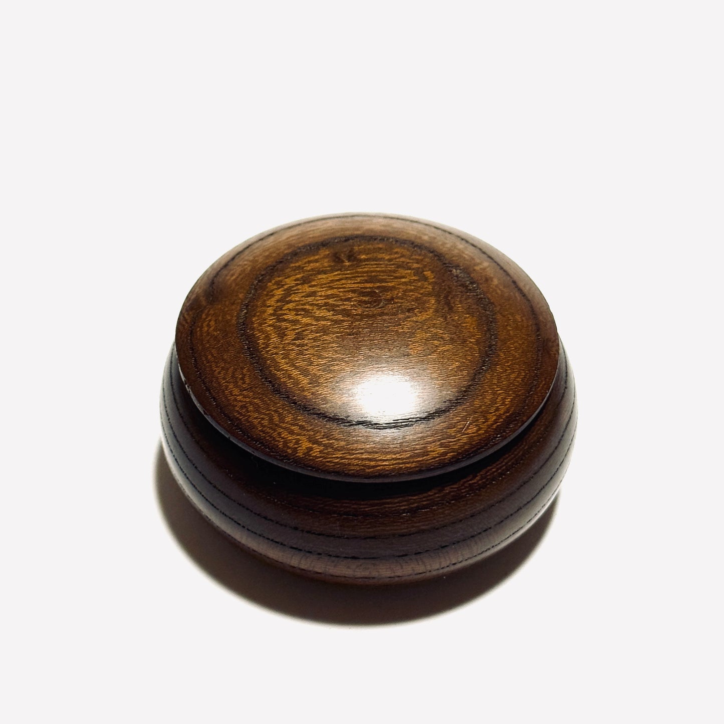 Ancient Zelkova wood incense box (oil finish), 60mm, bun shape, one-touch opening.
