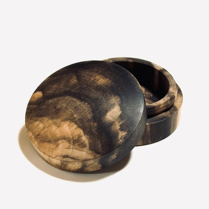 Black Persimmon Incense Box, "Vertical Wood Cut," 60mm, Straight-Sided, One-Touch Type, Premium Quality