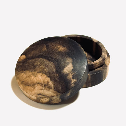 Black Persimmon Incense Box, "Vertical Wood Cut," 60mm, Straight-Sided, One-Touch Type, Premium Quality