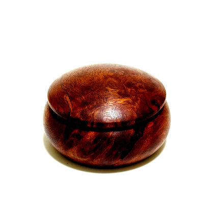 花梨瘤の香合　60mm　まんじゅう型　蓋厚タイプ　1タッチ式