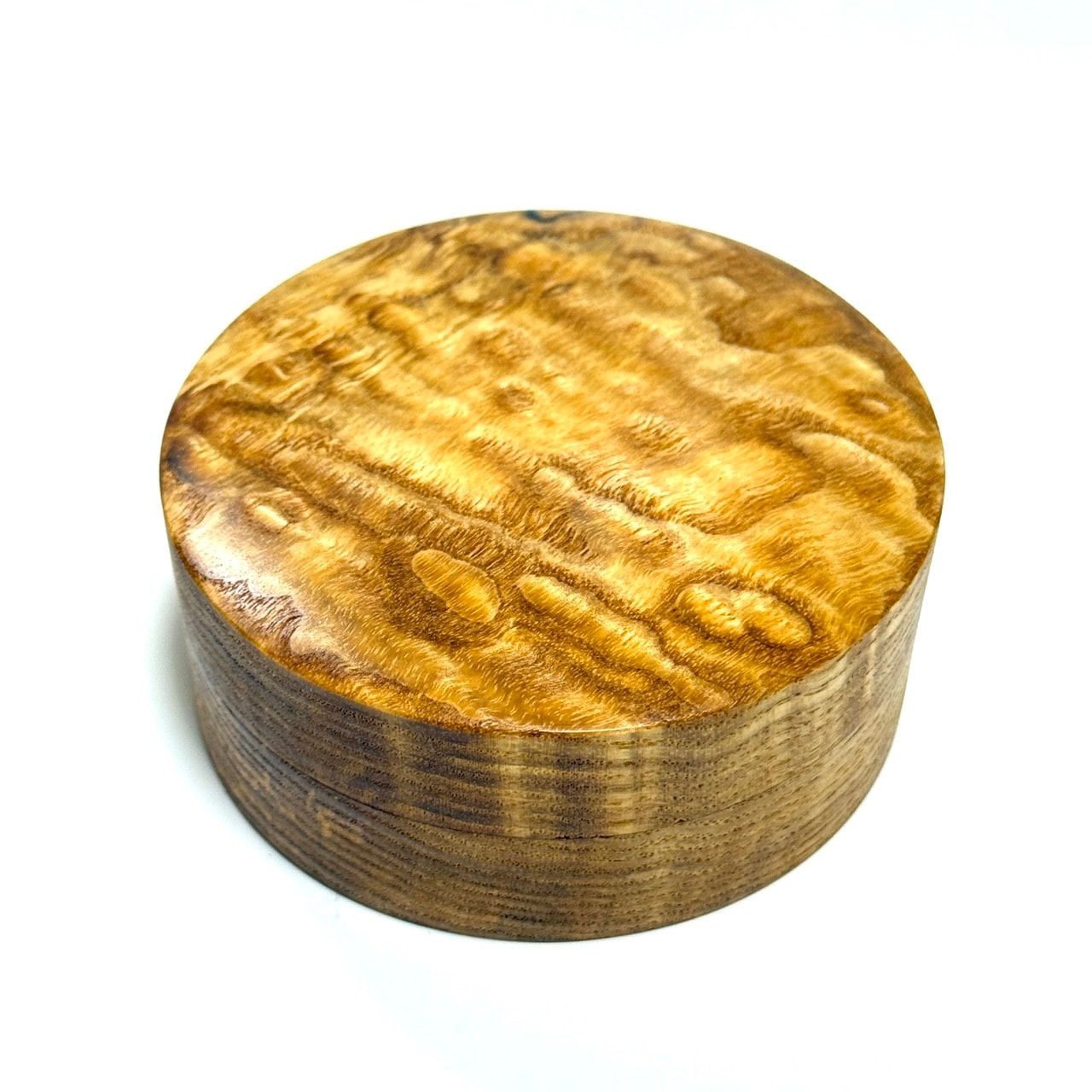 塩地玉杢の香合　大サイズ80mm　切立型　1タッチ式