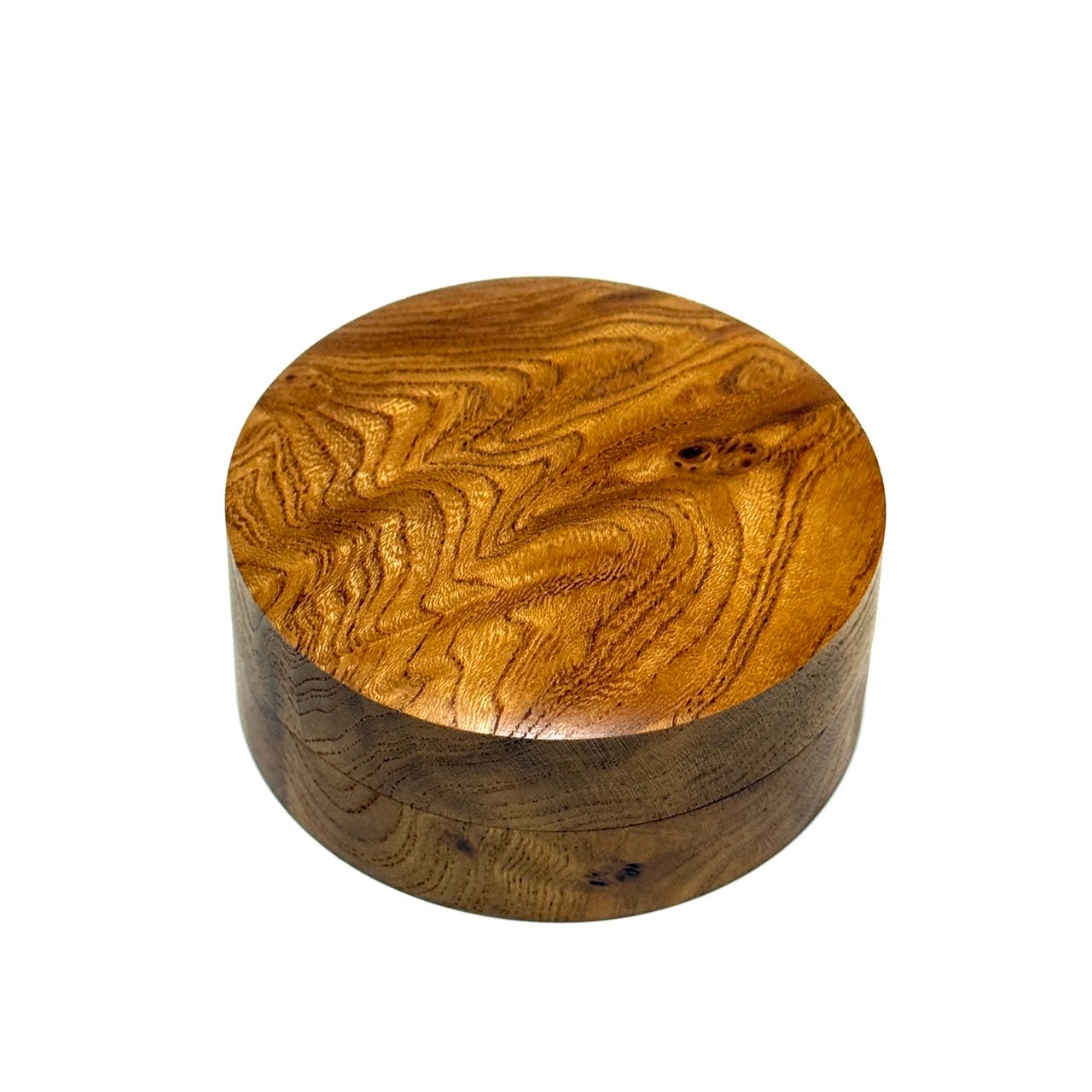 国産本欅玉杢の香合　70mm　切立型　1タッチ式