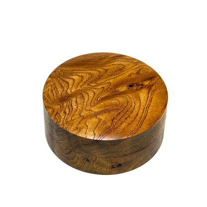 国産本欅玉杢の香合　70mm　切立型　1タッチ式