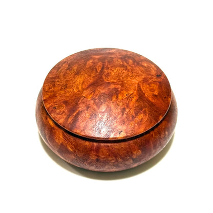 花梨瘤杢の香合　70mm　まんじゅう型　1タッチ式
