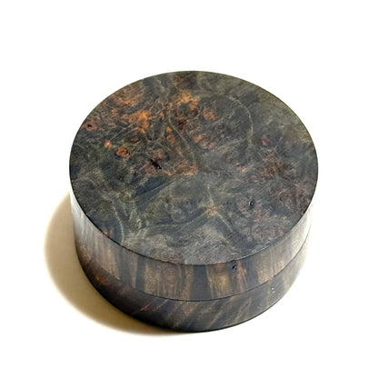 スタビライズド・ウッドの香合（楓瘤）墨色　55mm　切立型　1タッチ式