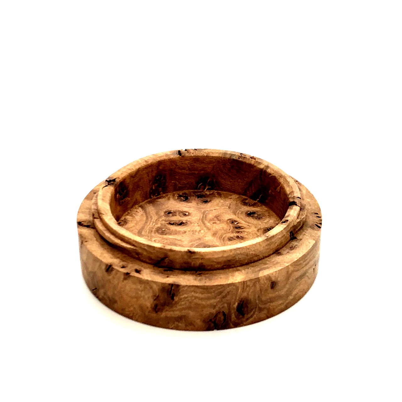本欅瘤杢の香合　70mm　極上　切立型　1タッチ式