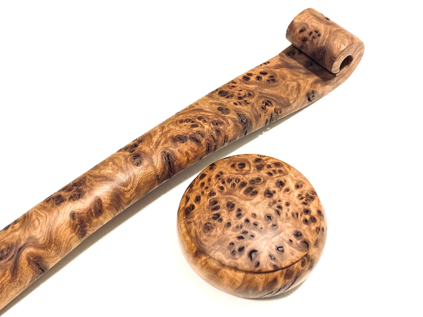 本欅瘤杢の香合　70mm　極上　まんじゅう型　1タッチ式