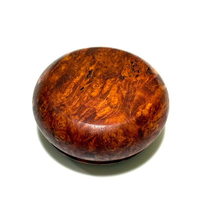 花梨瘤杢の香合　70mm　まんじゅう型　1タッチ式