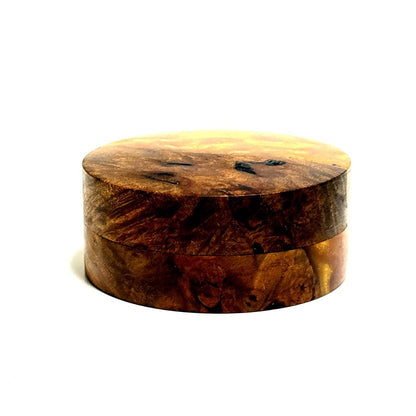 ハイブリッド・ウッドの香合（楓瘤）　黄金色　70mm　切立型　1タッチ式