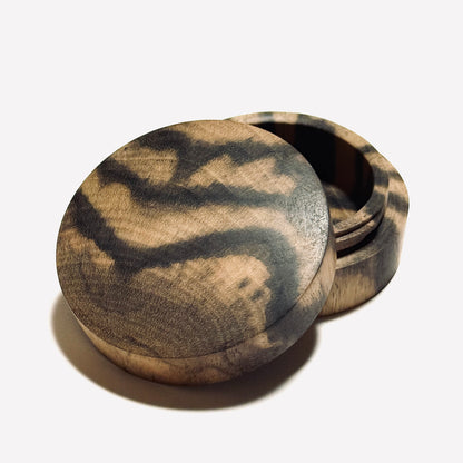 Black Persimmon Incense Box, "Vertical Wood Cut," 60mm, Straight-Sided, One-Touch Type, Premium Quality