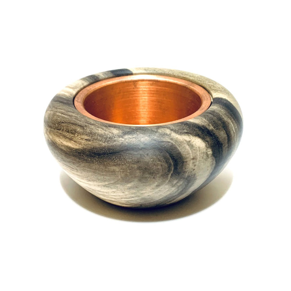 黒柿の香炉（直径115mm）　頭八型　標準杢