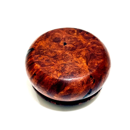 花梨瘤の香合　60mm　まんじゅう型　蓋厚タイプ　1タッチ式