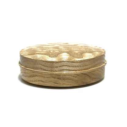 塩地玉杢の香合　70mm　佛杢型　1タッチ式