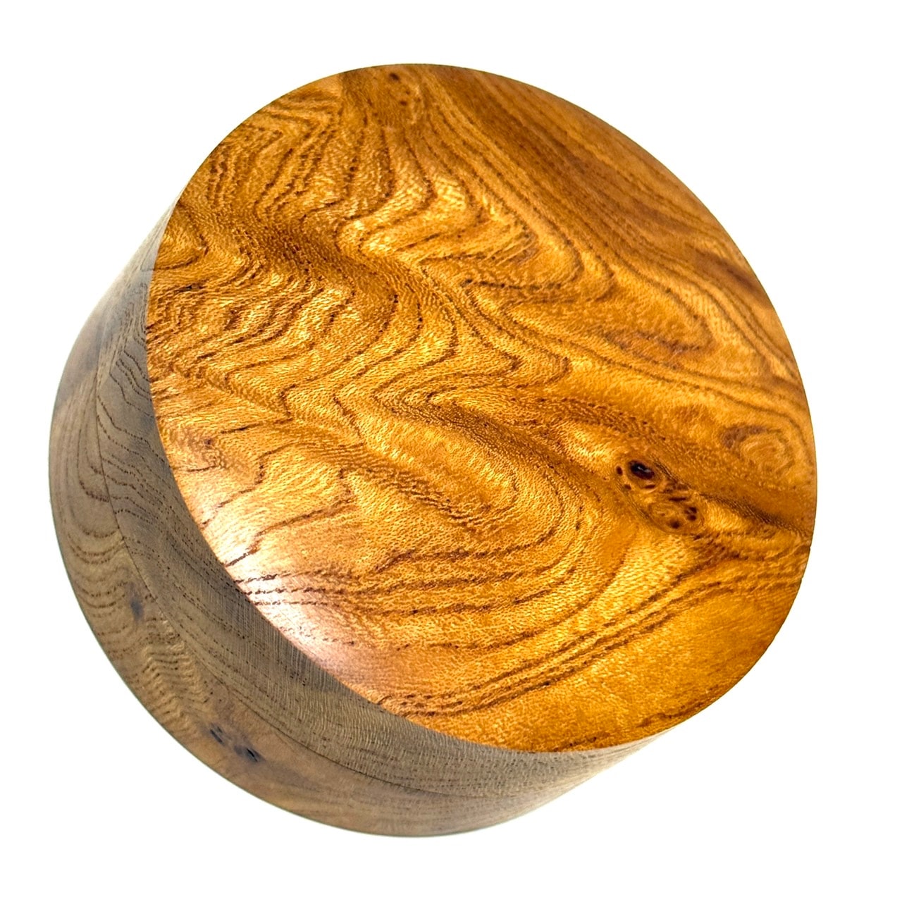 国産本欅玉杢の香合　70mm　切立型　1タッチ式