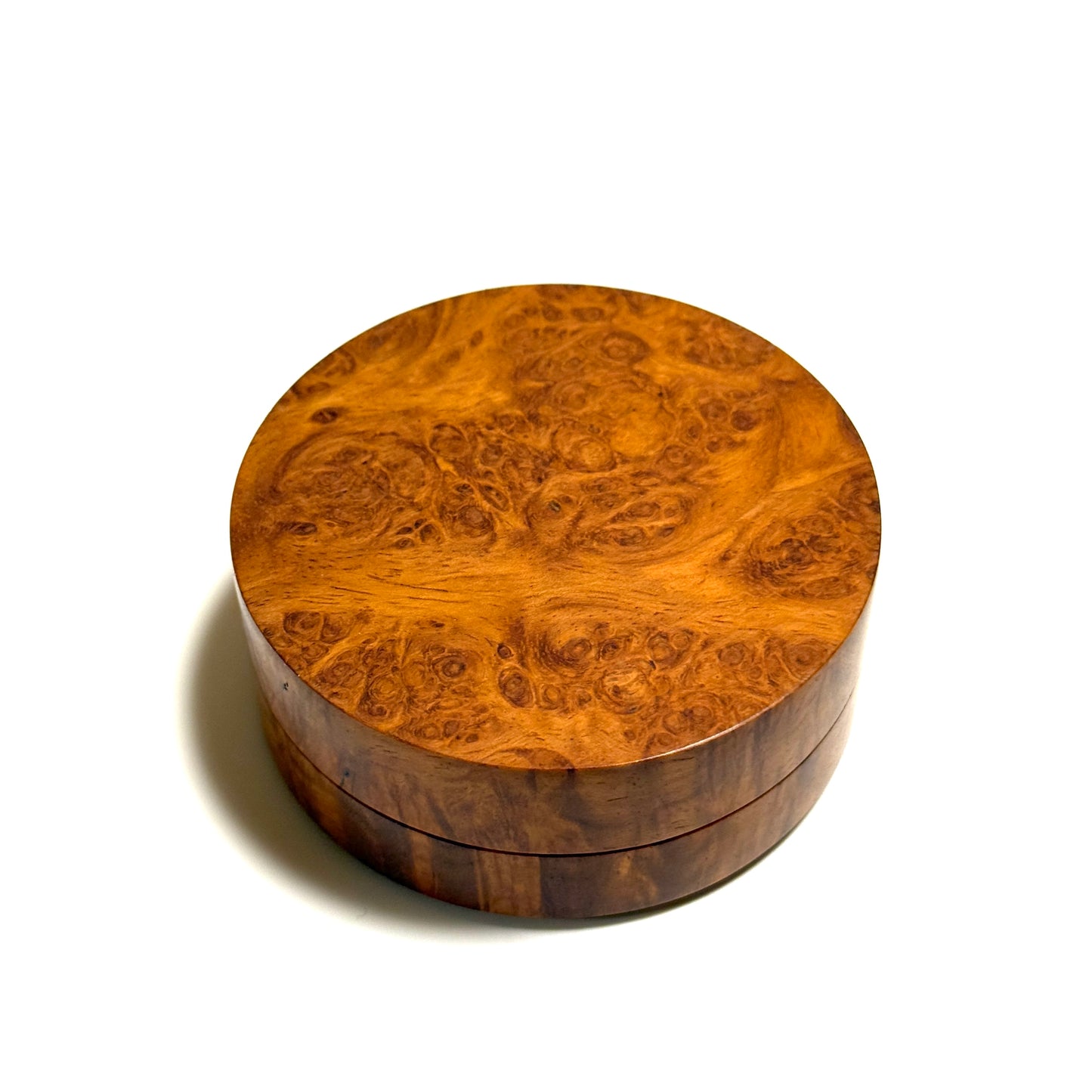 Karin burl incense box, 70mm, straight-sided, one-touch type, top quality.