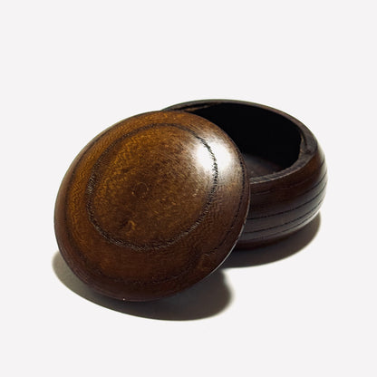 Ancient Zelkova wood incense box (oil finish), 60mm, bun shape, one-touch opening.