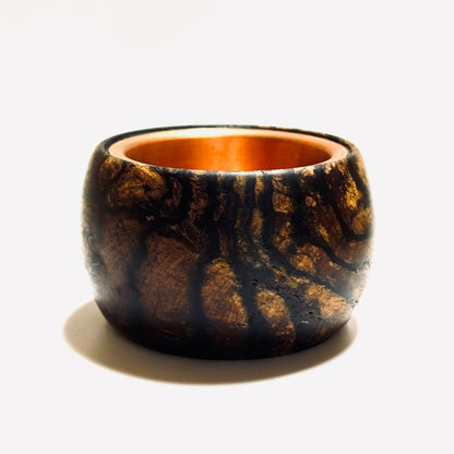 Black persimmon wood incense burner, titled "Genyo" (approximately 100mm in diameter)