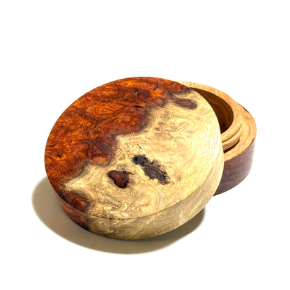 Karin burl incense box, 70mm, straight-sided, one-touch type, top quality.