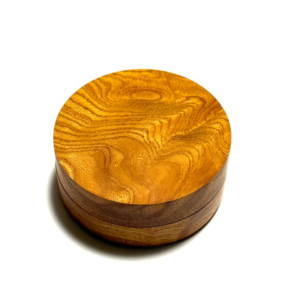 Japanese-made zelkova wood incense box, 70mm, straight-sided, one-touch type.