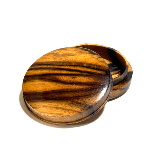Black persimmon wood incense box, 70mm, straight-sided (with rim), one-touch type.